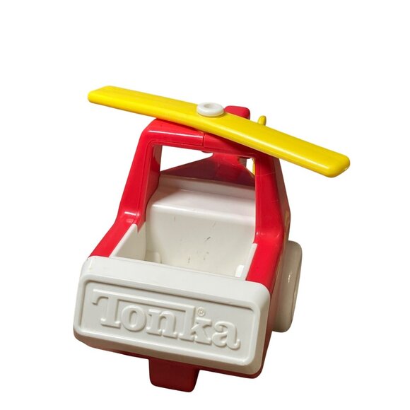 Bandai Tonka 1987 Fire Copter Toy Helicopter Red & Yellow Plastic Model - Picture 4 of 11